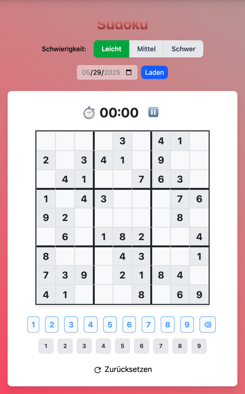 Sudoku Spiel Screenshot