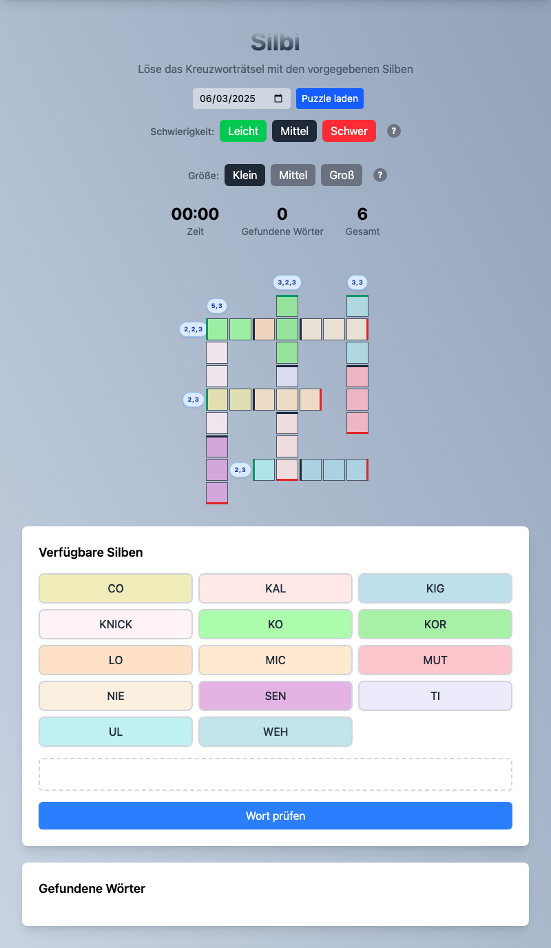 Silbi Spiel Screenshot